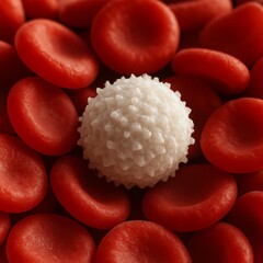 white cell with red cell background