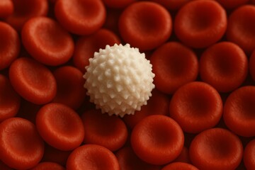 white cell with red cell background