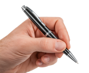 Writing action with a pen home office product professional use isolated on transparent background