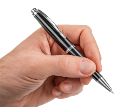 Writing action with a pen home office product professional use isolated on transparent background