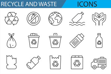 Vector Icons Depicting Recycling and Waste Management Activities