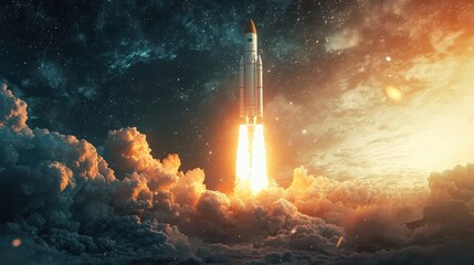 Futuristic Rocket Blasting Off