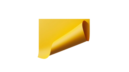 Abstract Yellow Paper Curl, Minimalist Design Element