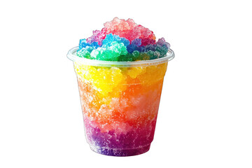 Rainbow Snow Cone in a Clear Cup in Transparent Background