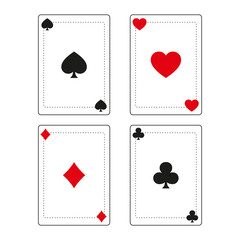 Playing cards vector sketch icon isolated on white background. Hand drawn vector illustration. Hearts, spades, diamonds, clubs cards sign. Playing card suits set. Poker or casino, gambling concept. 
