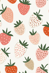 Playful Strawberry Fruit Vector Background Pattern with Copy Space and Seamless Design Elements