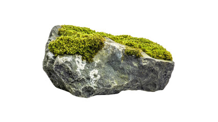 Mossy Grey Rock Isolated on Transparent Background