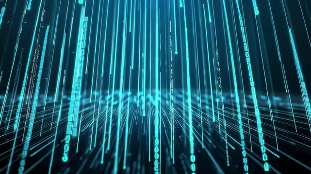 Digital Rain: Abstract Visualization of Data Flow and Binary Code