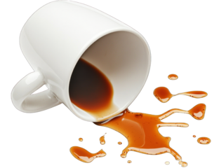 Spilled Coffee: A Moment of Clumsiness in Transparent Background
