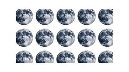 Obraz premium Celestial Mosaic Fifteen Repeating Full Moon Images