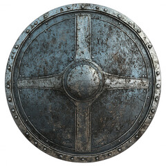 Grunge Metal Shield, Distressed Round Shield, Old Warrior Defense, Medieval Battle Gear, Textured Iron Shield