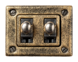 Switch activation action vintage design electrical component view retro aesthetic isolated on transparent background