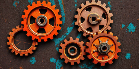 Rusty Metal Gears Texture Background