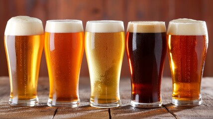 Exploring the diversity of beer varieties with different colors and flavors at a local brewery