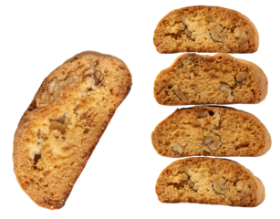 Baked piece Italian almond biscotti, cantuccini cookies, traditional italian Christmas dry cookies