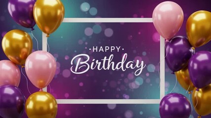 Animated birthday greeting card with colorful balloons and cheerful design