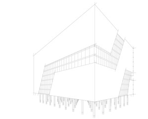 Architecture building 3d. Concept sketch.
