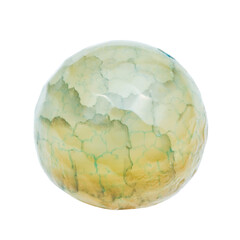 bead from prehnite mineral isolated on white