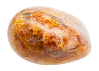 polished orange quartz mineral isolated on white