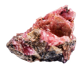 Plakat raw crystalline rhodonite mineral isolated