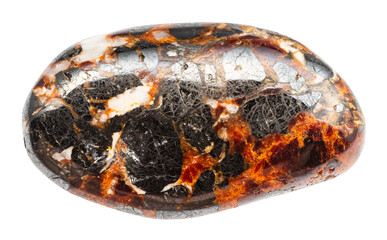 polished zincite and franklinite mineral isolated