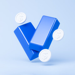 3D Gold Bars with Dollar Coins – Wealth, Investment, and Asset Value Concept
