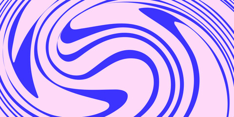 Blue Wavy Lines Abstract Background in Trendy Retro Psychedelic Style. Twisted, Swirled, and Distorted Vector Texture Pattern