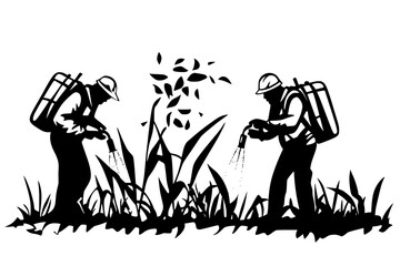 Farmers using dangerous banned substances, vector design