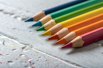 Obraz premium Colorful pencils arranged on a textured surface