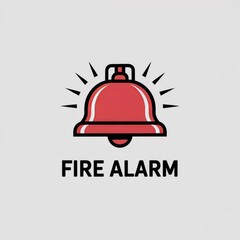 Fototapeta premium Emergency Fire Alarm Bell: Effective Safety, Warning & Notification System – Red Alert Icon for Home Safety & Public Protection