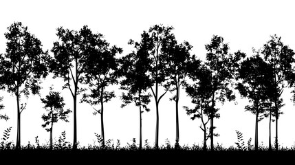 New saplings among mature trees, vector illustration art