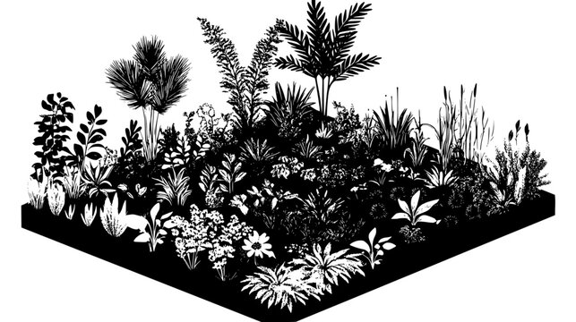 Permaculture garden with integrated elements, vector design