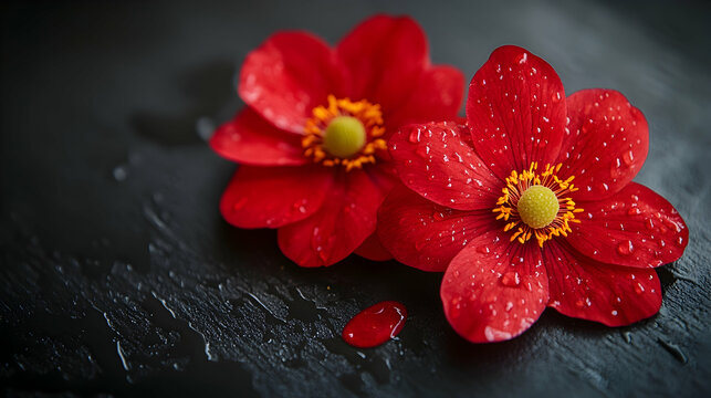 Close  Up of Two Red Flowers with   0BBE5
