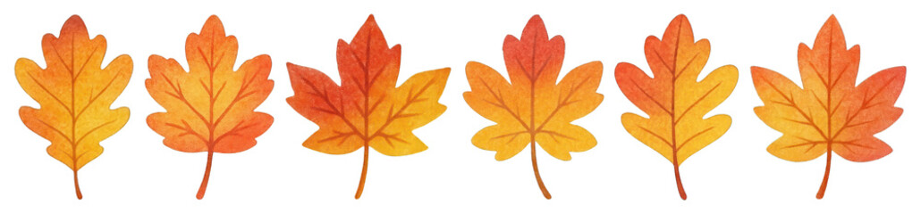 Fototapeta premium PNG Autumn leaves seamless border, element set on transparent background