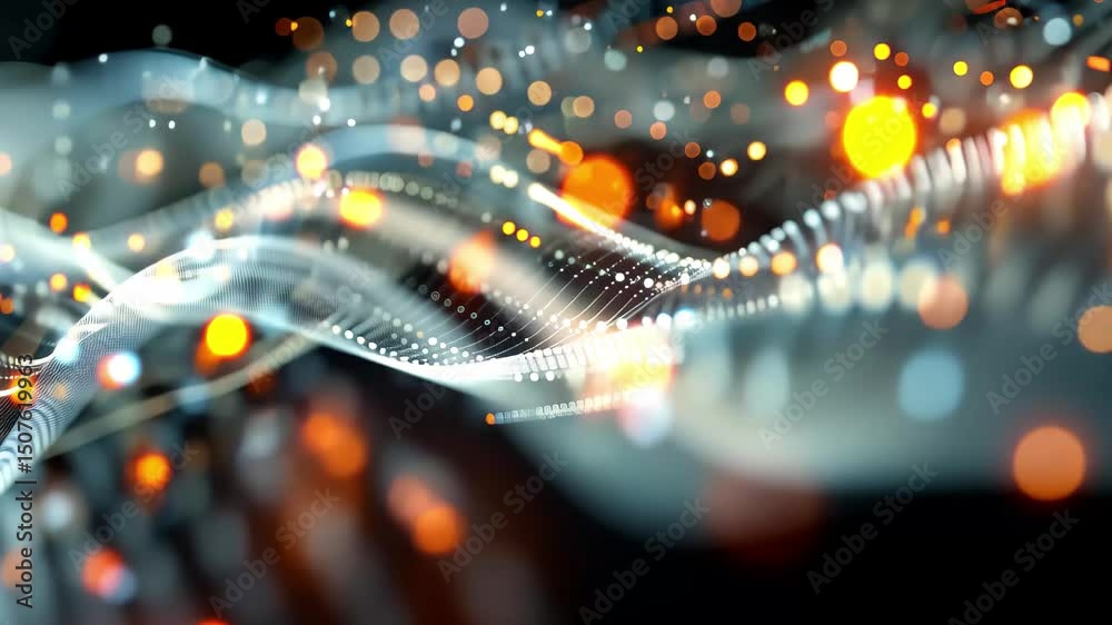Aufkleber Colorful abstract waves of light and shapes moving in a rhythmic dance, creating a mesmerizing visual experience in stunning 4k resolution