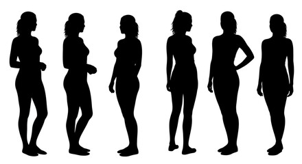 Collection of Female Silhouettes Diverse Poses and Styles