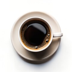 Top View of Ceramic Cup with Black Coffee