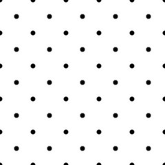 Polka dot black and white seamless pattern hand drawn vector illustration, decorative monochrome texture of round circles in random order, simple minimalist repeat ornament for textile, gift paper