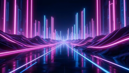 3D data, technology, Colorful soundwave-like visualization with glowing bars