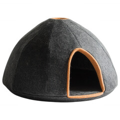 Grey Pet Dome Bed, Felt Cat Nest, Modern Animal Hideaway, Comfortable Pet Pod, Contemporary Dog Cave