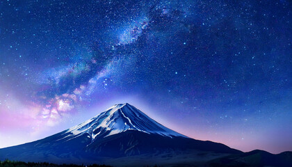 Fototapeta premium japanese anime mountain at night starry sky
