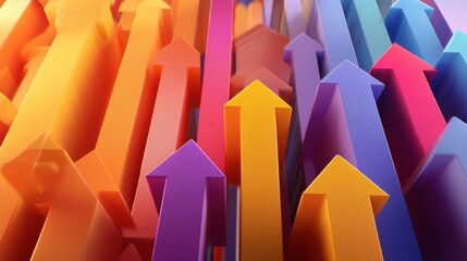 Vibrant multicolor arrows pointing upward: symbol of growth and progress