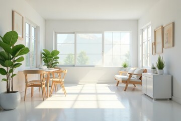 Fototapeta premium Bright, airy setting; white space enhances product, still life, space