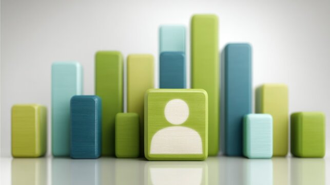 User Icon with Colorful Bars Data Visualization and Analytics Representation