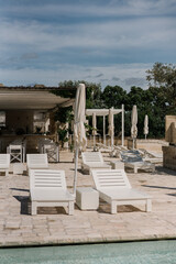 Fototapeta premium swimming pool in the luxury resort with olive trees 
