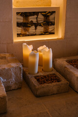 interior of a hotel room with candles