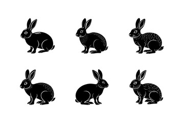 set of rabbit silhouettes