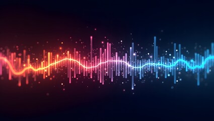 Fototapeta premium 3D data, technology, Colorful soundwave-like visualization with glowing bars