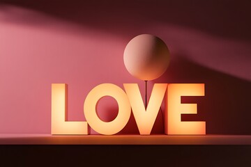 3d render of a glowing neon sign icon on red background