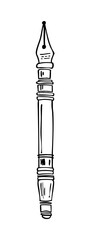 Fountain Pen. Hand drawn black and white vector illustration in ink sketch style. For worksheets, art lessons, printables, branding, planners, and digital design. Scalable and editable.